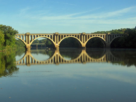 Railaroad Bridge over the Rappahannock River from Middle Pontoon Crossing Site.