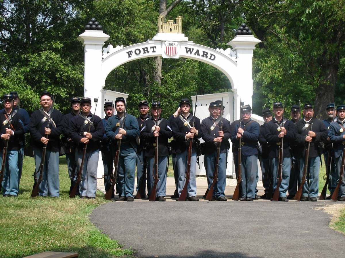 3rd US Posing in Fort Ward, VA 3rd US Regular Infantry posing outside the main gate at Fort Ward, VA
