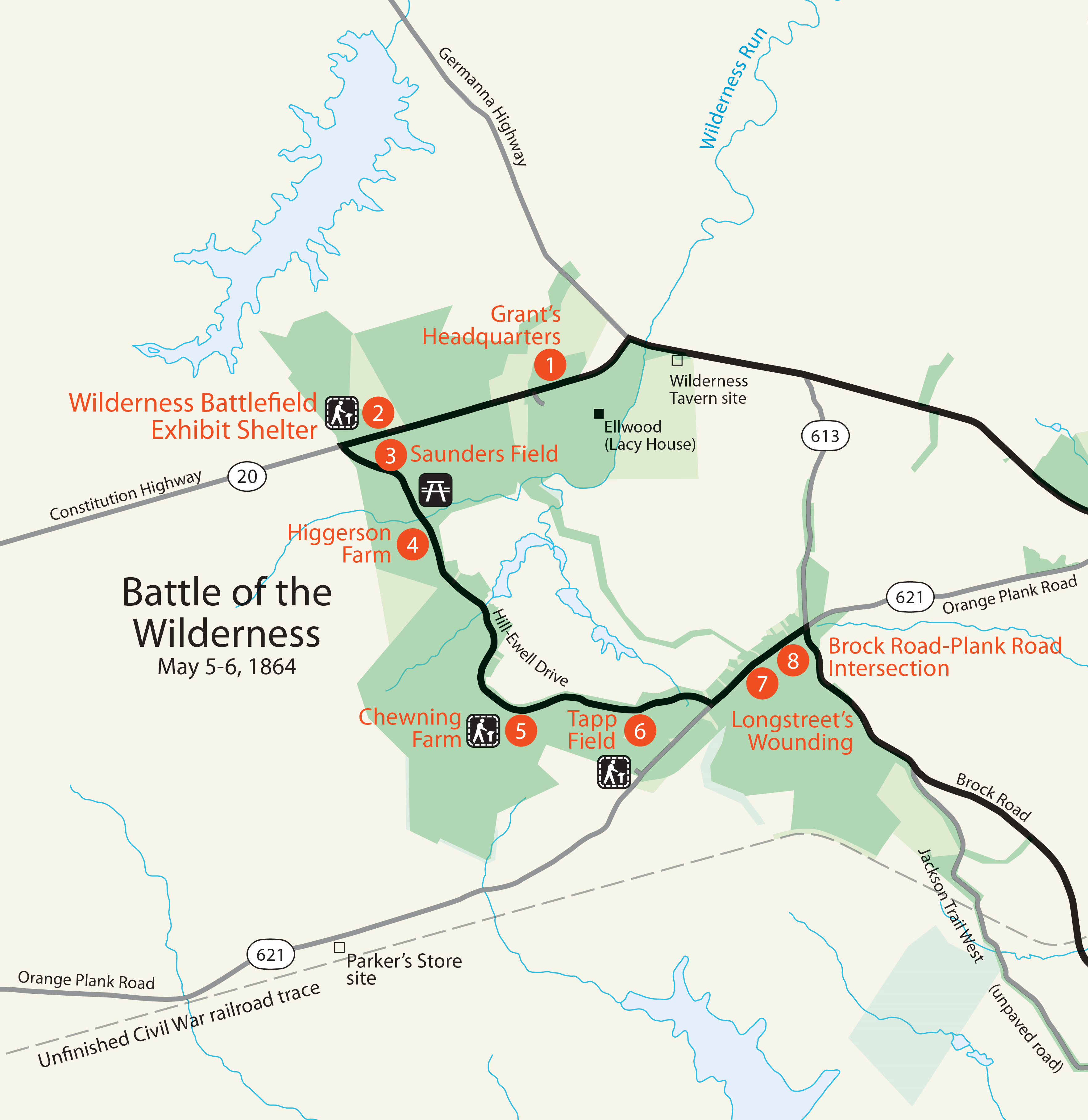 civil war battlefield tour map