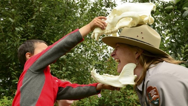 Kid and Park Ranger with Skull