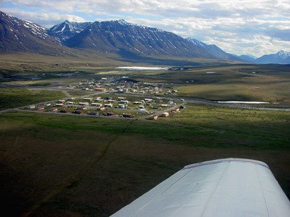 A view of Anaktuvuk Pass from the plane. A view of Anaktuvuk Pass from the plane.