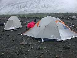 A snowy July morning in camp.