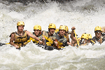 Close-up of rafters at Pillow Rock rapid on the Gauley.