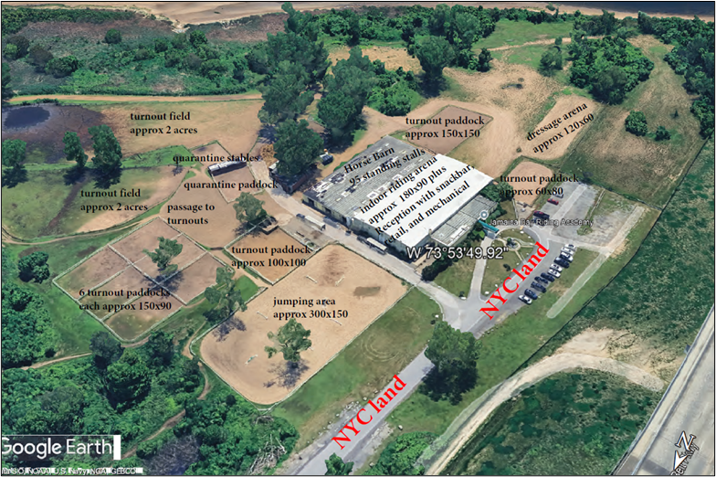 Google Earth Image of Bergen Beach Equestrian Facility and surrouding land
