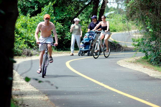 Bikers and Walkers using the Mult-Use Path at Sandy Hook, one of the projects made possible by visitor parking fees.