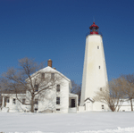 Sandy Hook Lighthouse in the winter.