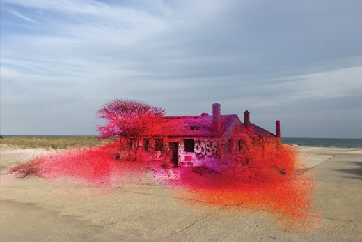 The Rockaway! Art exhibit at Fort Tilden runs from July 2 through November 2016.  Katarina Grosse presents a large scale installation the decaying aquatics building of Fort Tilden.
