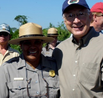 Secretary Ken Salazar and Nena Shaheed