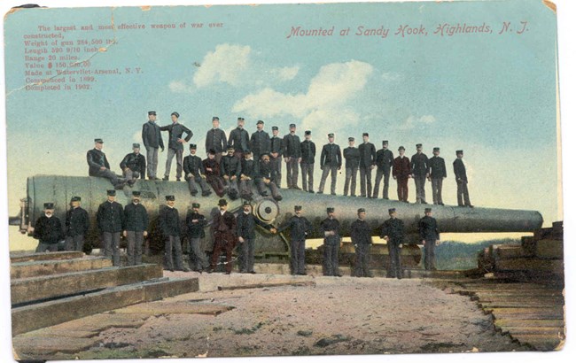 Nearly two dozen men stand atop this gun, with room for several more. Completed in 1903, it had a range of 20 miles.