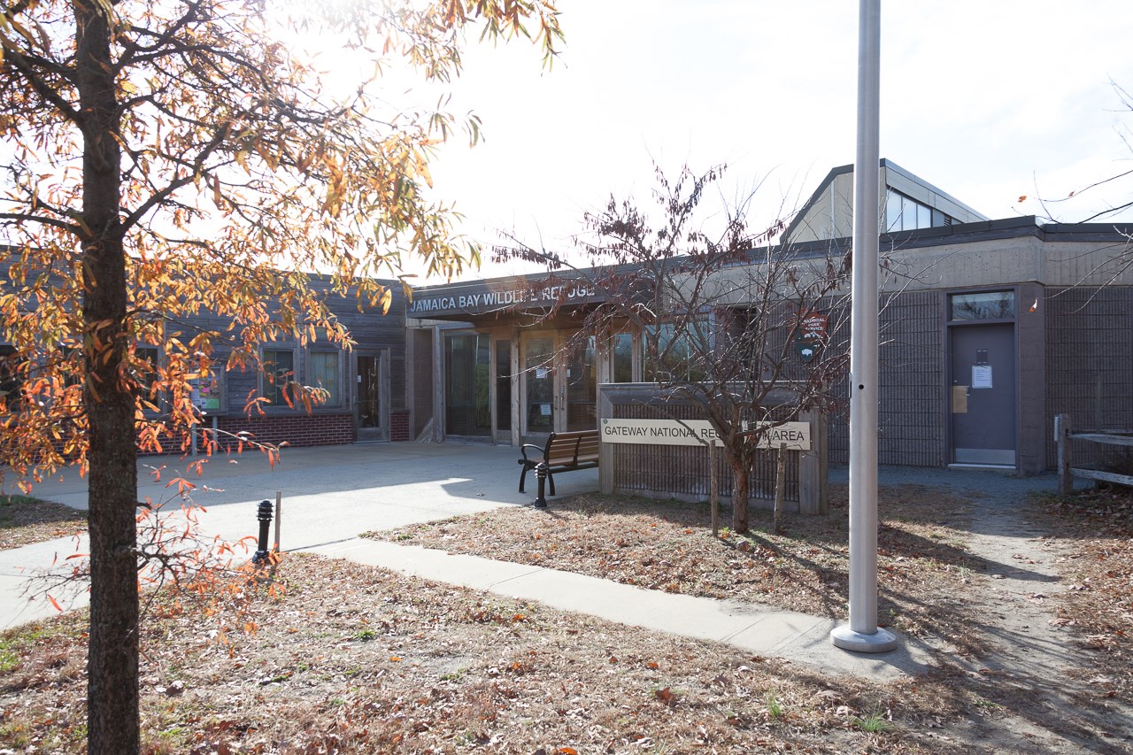 Jamaica Bay Wildlife Refuge Visitor Center with autumn sun