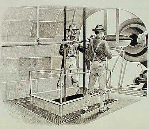 Drawing of soldiers loading Battery Potter's gun.