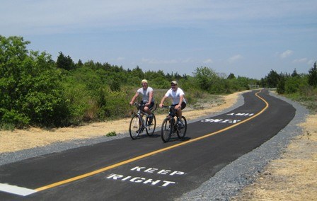 Bicyclists and walkers enjoy the Multi-Use Trail at Sandy Hook, which was funded in part by visitor parking fees.