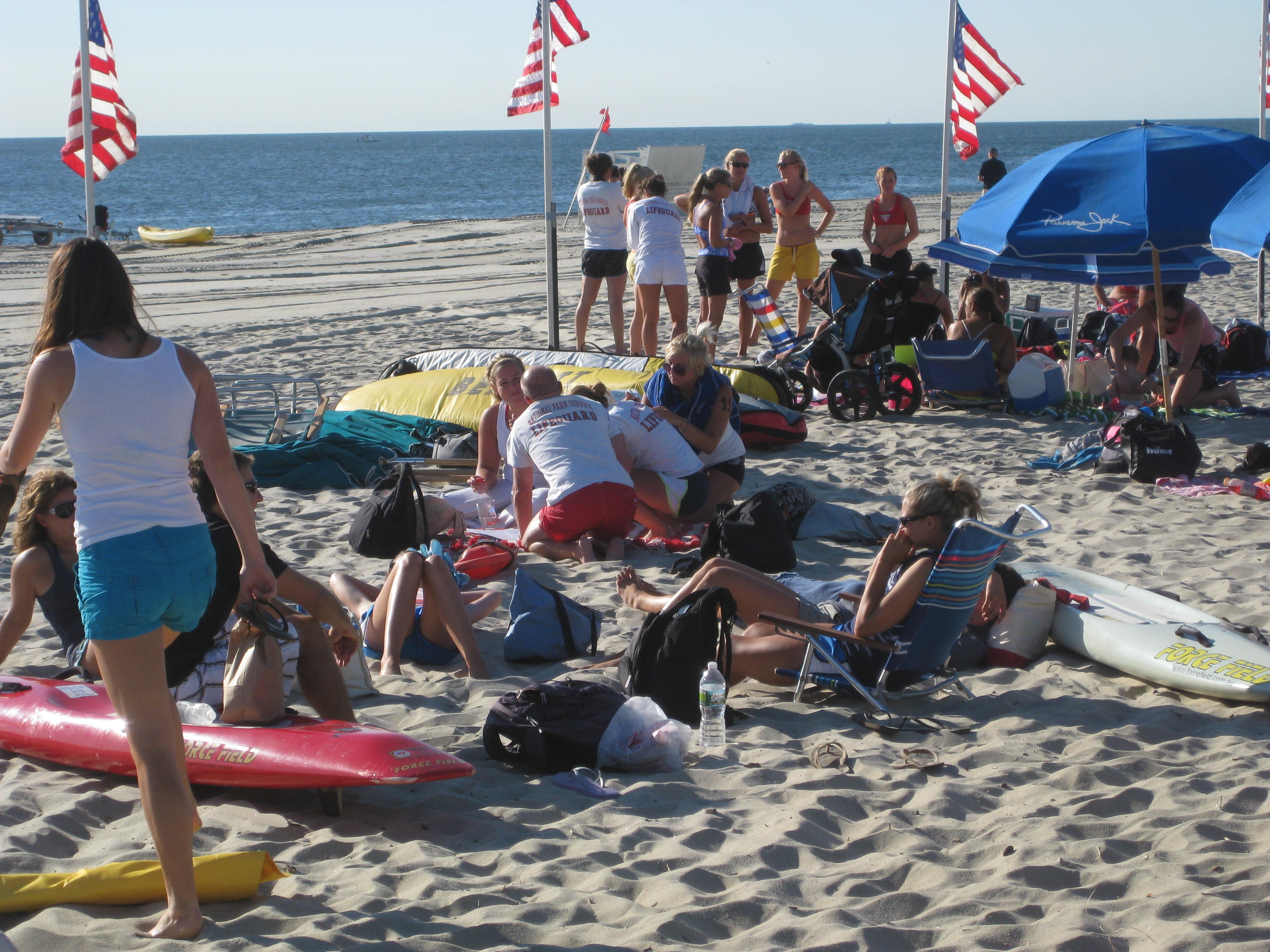visitors enjoying the Sandy Hook beach