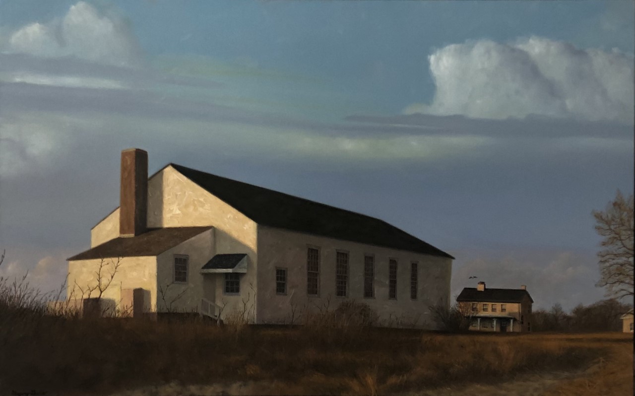 Painting of white building against sky