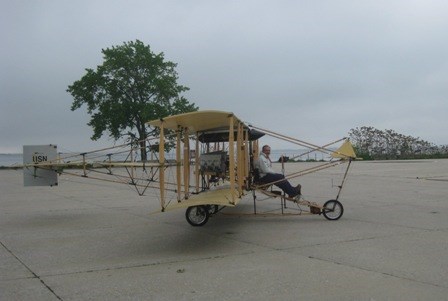The replica of the 1911 aircraft arrived during a brief window of opportunity as the weather broke. The replica of the 1911 aircraft arrived during a brief window of opportunity as the weather broke.