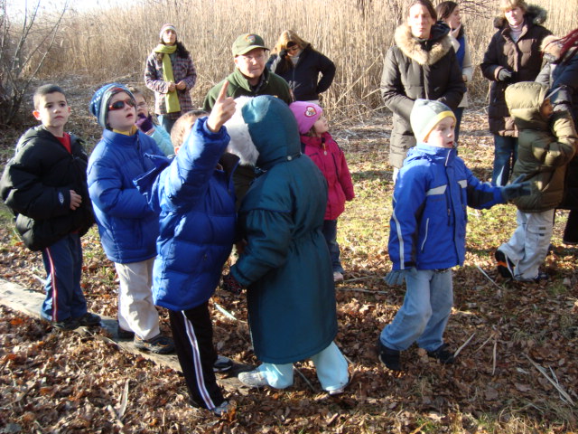 Children take a nature walk at Jamaica Bay Wildlife Refuge.