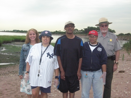 Community Resources Day Habilitation Program Manager Raquel Mercado, Volunteers and NPS Ranger Steve Salgo.