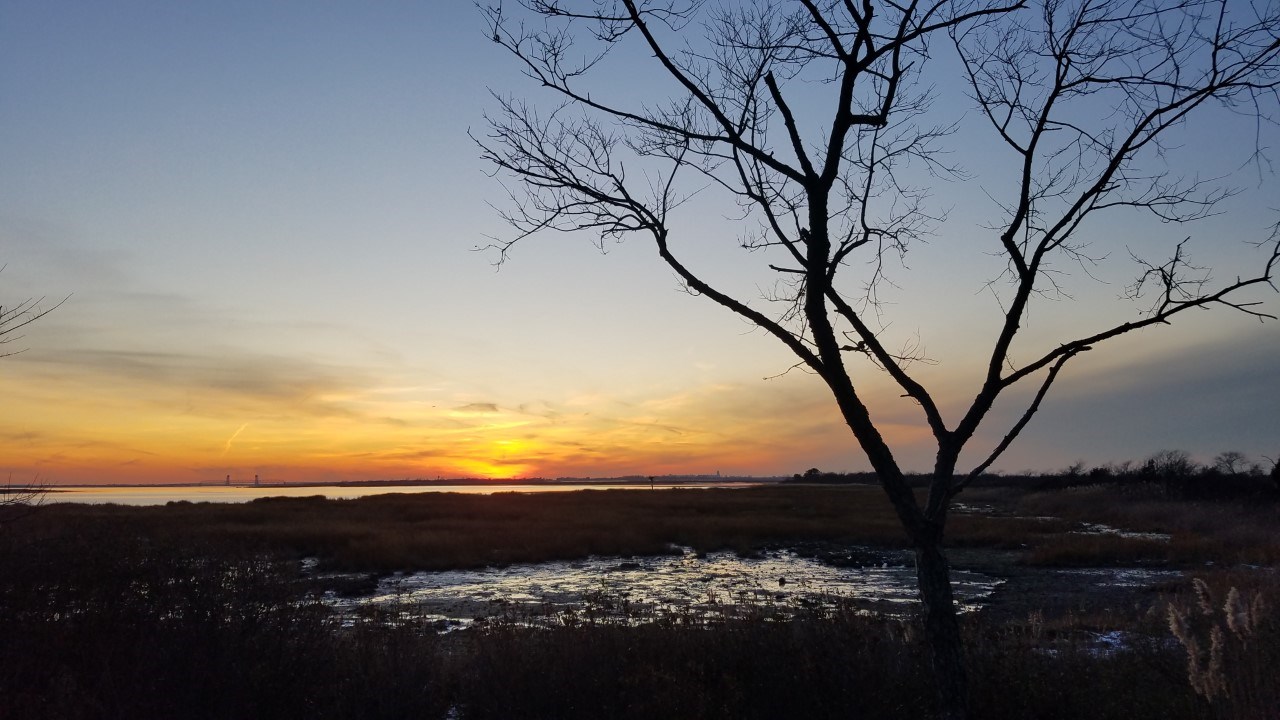 Sunset at Jamaica Bay's viewing platform