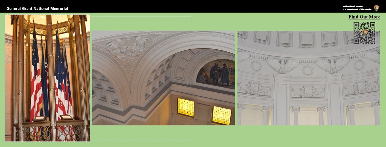 Green background with colored images
