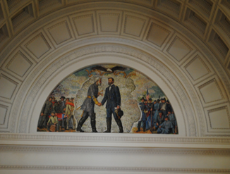 Mosaic depicting the surrender at Appomattox Courthouse.