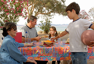 Boulder Beach picnic area is a great place for a lunch break before an afternoon of tubing, boating, hiking, or just lying on the beach