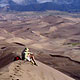 hiker in the dune fields