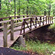 photo of a beautiful wooden bridge over a stream