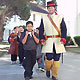 Children walk with re-enactor