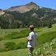 A hiker views Mount Diller