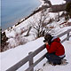 photographer on snowshoes