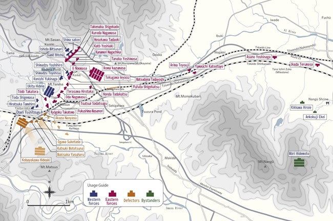 Battle map of the western and eastern armies at 12:00 p.m.
