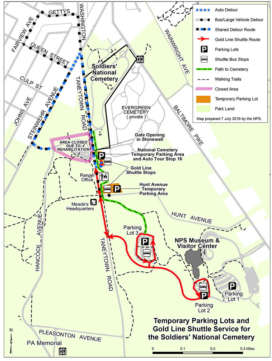 Cemetery Ridge Rehab Project detours and temporary parking