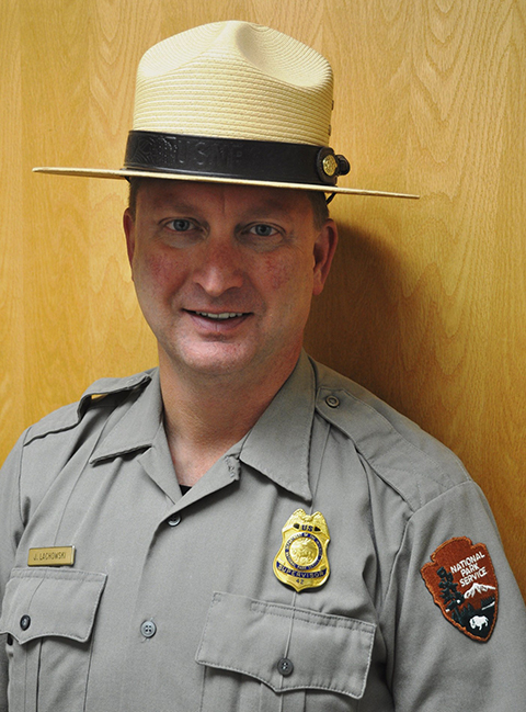 Ranger Joe Lachowski in uniform poses for a picture.