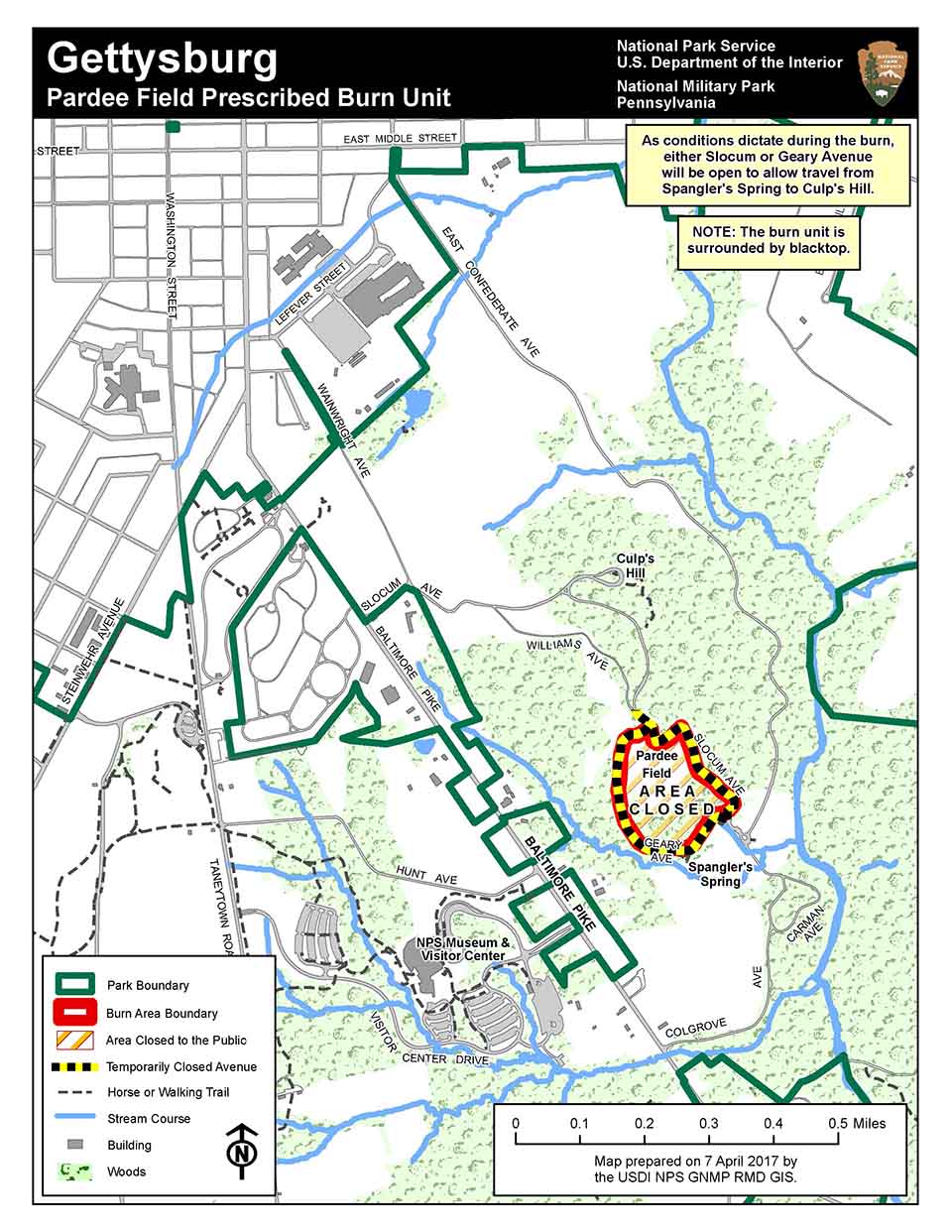 Pardee Field Prescribed Burn map