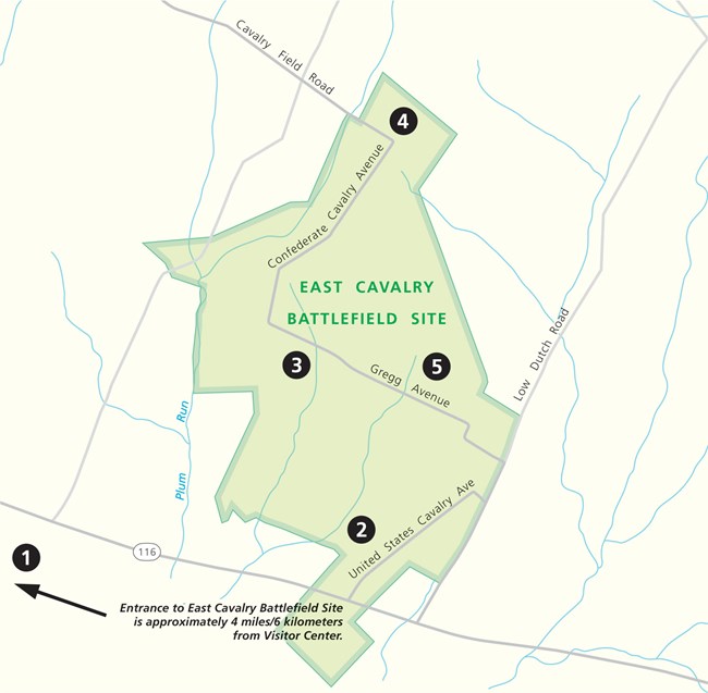 Map with numbered tour stops