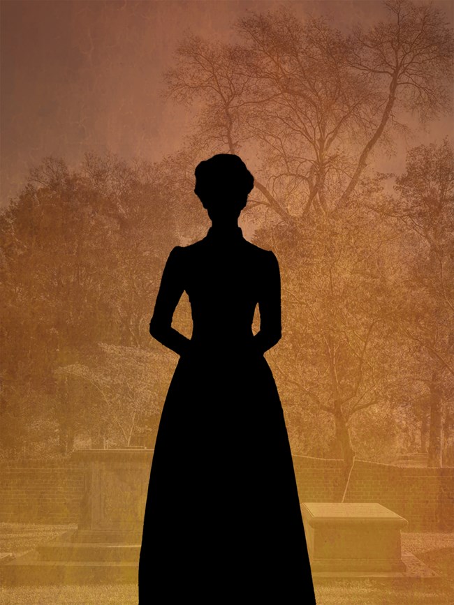 A black silhouette of a woman