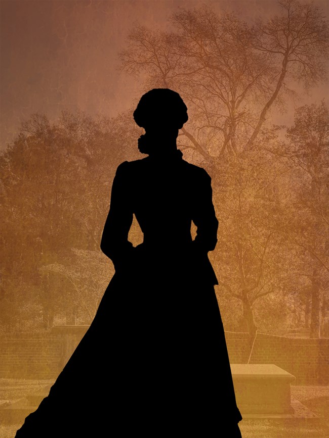 A black silhouette of a woman