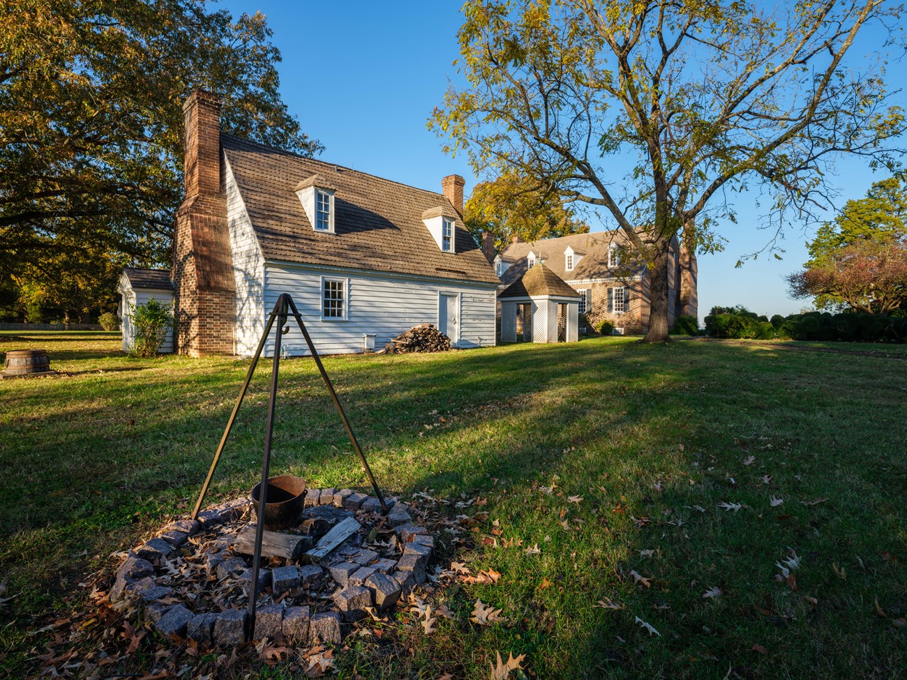 Fire ring and colonial kitchen and memorial house Museum