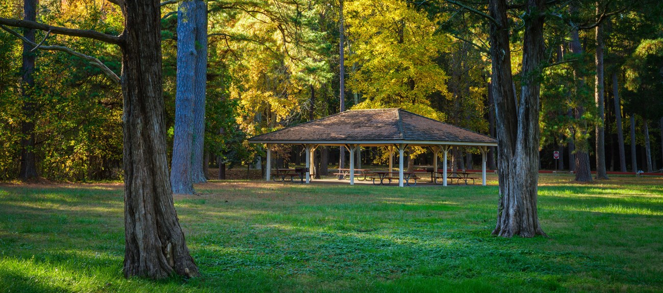 distance view of the picnic pavilion