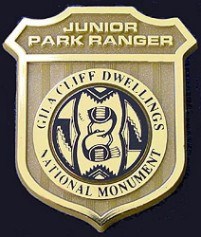 Gila Cliff Dwellings Junior Ranger badge.
