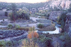 A photo of the winding headwaters of the Gila River north of the Forks Campground