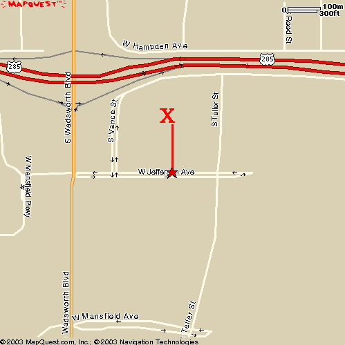 Graphic map of directions to Academy Place from DIA