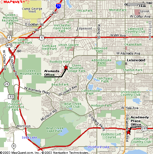 Graphic map of directions to Academy Place from DIA