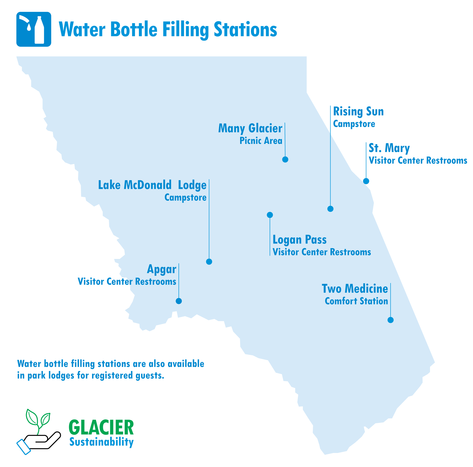 Map of water bottle filling stations