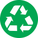 green circle with a white recycle symbol