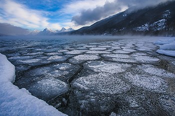 Ice ontop of a lake
