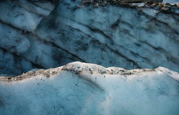 A closeup of ice at Grinnell Glacier