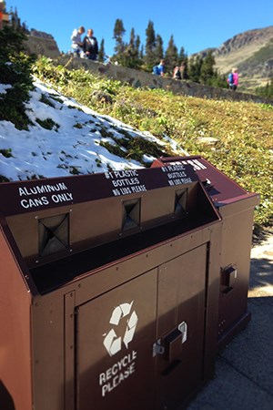 labeled recycling containers next to trash can labeled recycling containers next to trash can