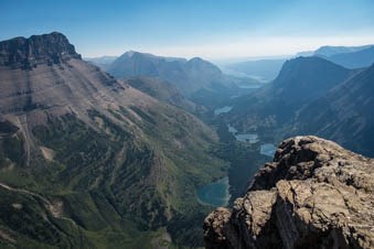 A series of lakes from a mountain top.