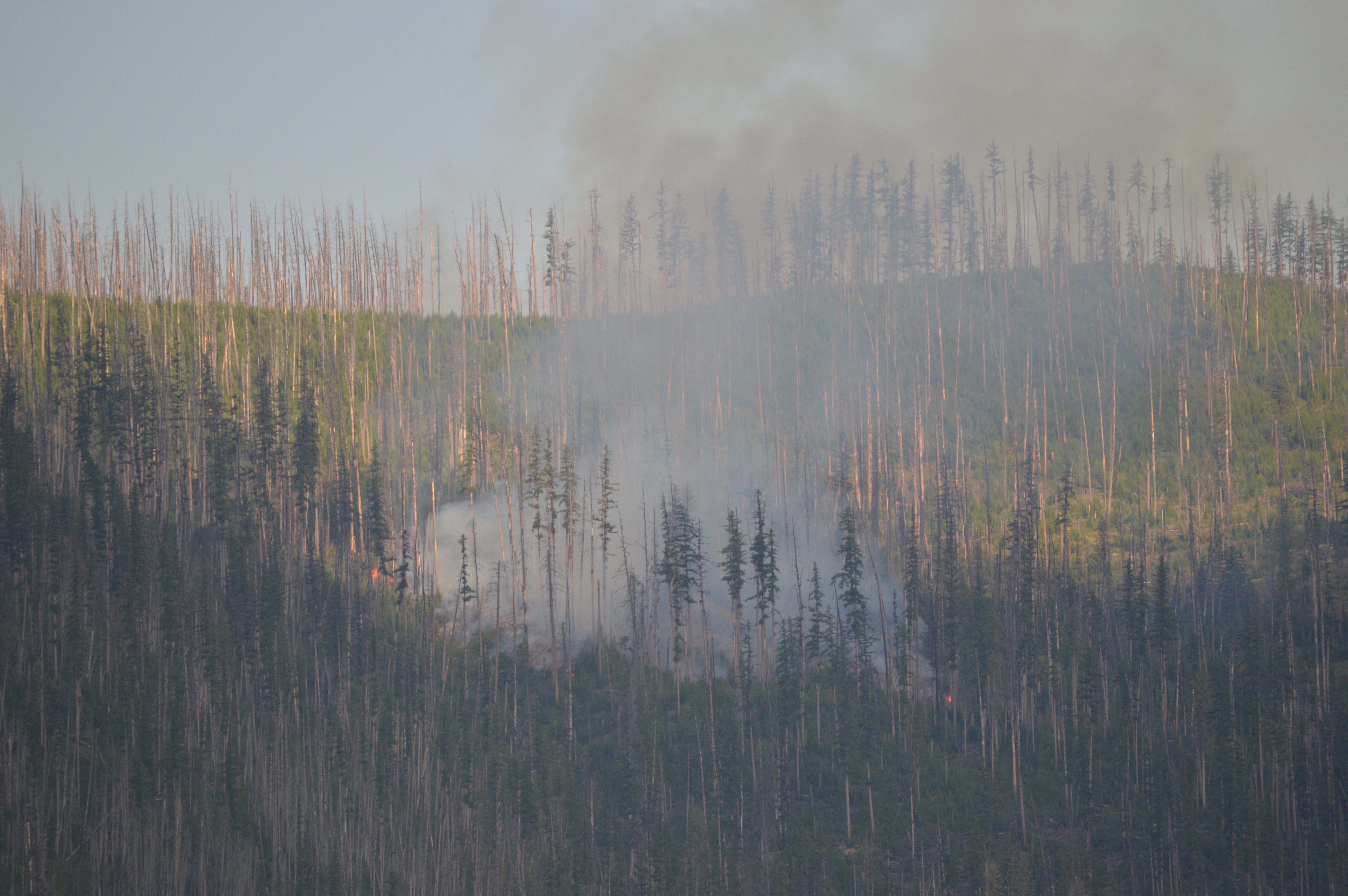 Small fire burns on the slope of Howe Ridge